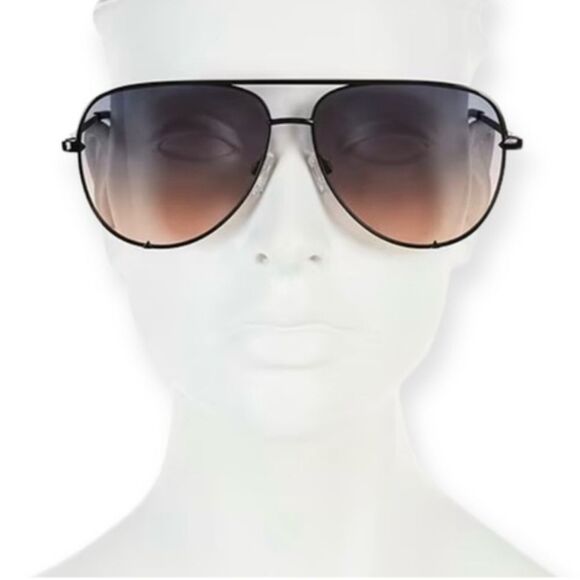 Quay Australia High Key Aviator Sunglasses- Black Frame/Grey Coral Gradient Lens main image 8